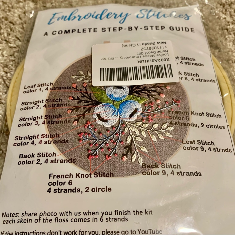 Embroidery Floral Stitch Kit with Materials